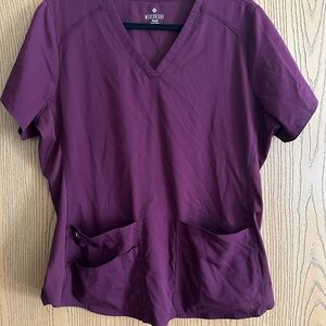 (Set of 2) Med Couture Women's V-Neck Scrub Top - Maroon